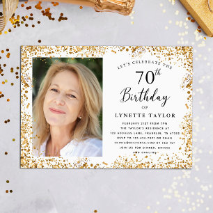 Elegant Gold 70th Birthday Invitation