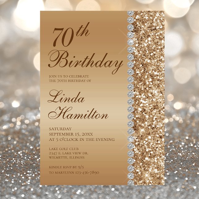 Elegant Gold 70th Birthday Invitation (Creator Uploaded)
