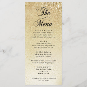 Elegant Gold 70th Birthday Menu