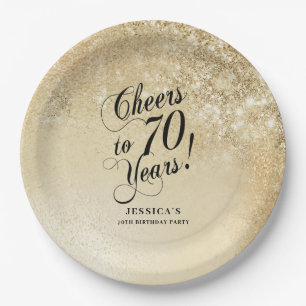Elegant Gold 70th Birthday Paper Plate