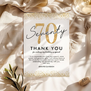 Elegant Gold 70th Birthday Thank You Card