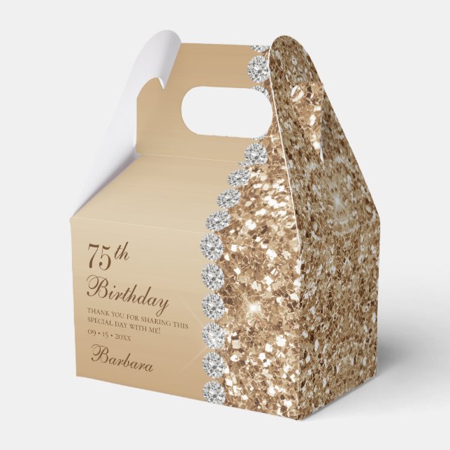 Elegant Gold 75th Birthday Favour Box (Front Side)