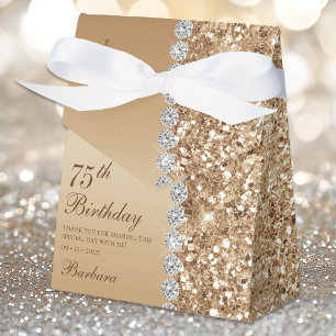 Elegant Gold 75th Birthday Favour Box