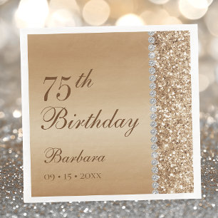 Elegant Gold 75th Birthday Napkin