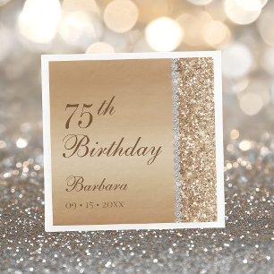 Elegant Gold 75th Birthday Napkin