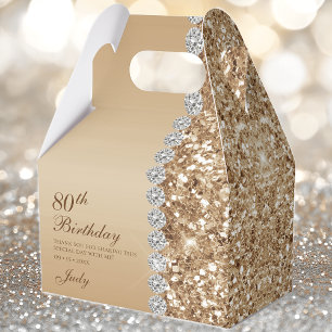 Elegant Gold 80th Birthday Favour Box
