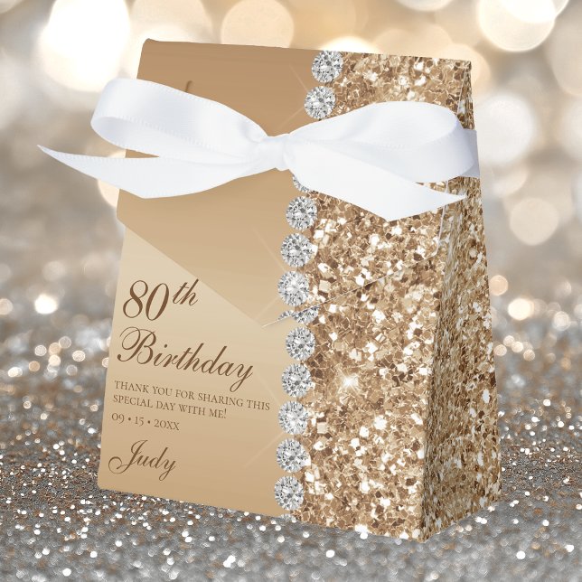 Elegant Gold 80th Birthday Favour Box (Creator Uploaded)