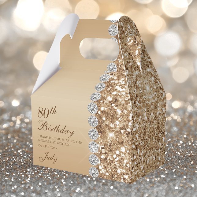 Elegant Gold 80th Birthday Favour Box (Creator Uploaded)