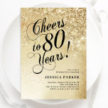 Elegant Gold 80th Birthday Invitation<br><div class="desc">Elegant 80th birthday party invitation. Elegant design in faux glitter gold and black. Features typography script font and confetti. Perfect for a stylish women's bday celebration. Personalise with your own details. Message me if you need custom age. Printed Zazzle invitations or instant download digital printable template.</div>