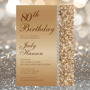 Elegant Gold 80th Birthday Photo Party Invitation