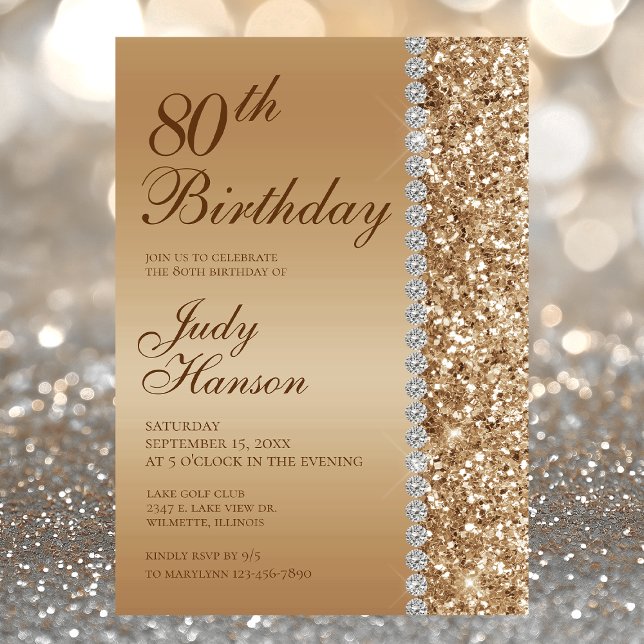 Elegant Gold 80th Birthday Photo Party Invitation (Creator Uploaded)