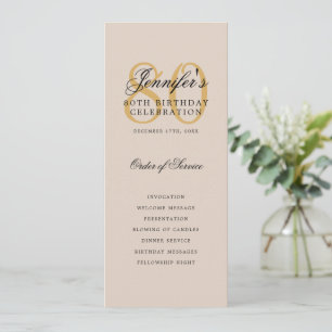 Elegant Gold 80th Birthday Program Menu Champagne Invitation