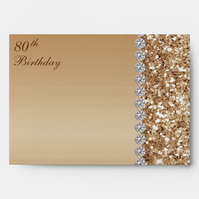 Elegant Gold 80th Birthday Return Address Envelope (Front)