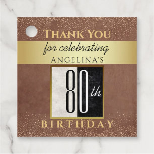 Elegant Gold 80th Birthday Thank You Favour Tags