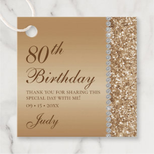 Elegant Gold 80th Birthday Thank You Favour Tags