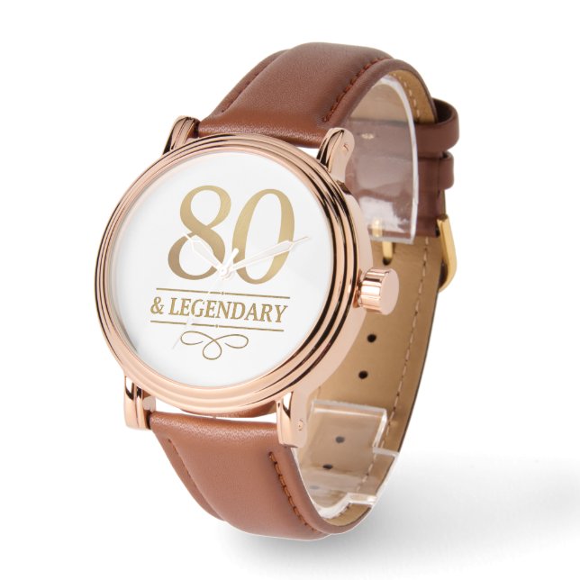 Elegant Gold 80th & Legendary Birthday Watch (Angle)