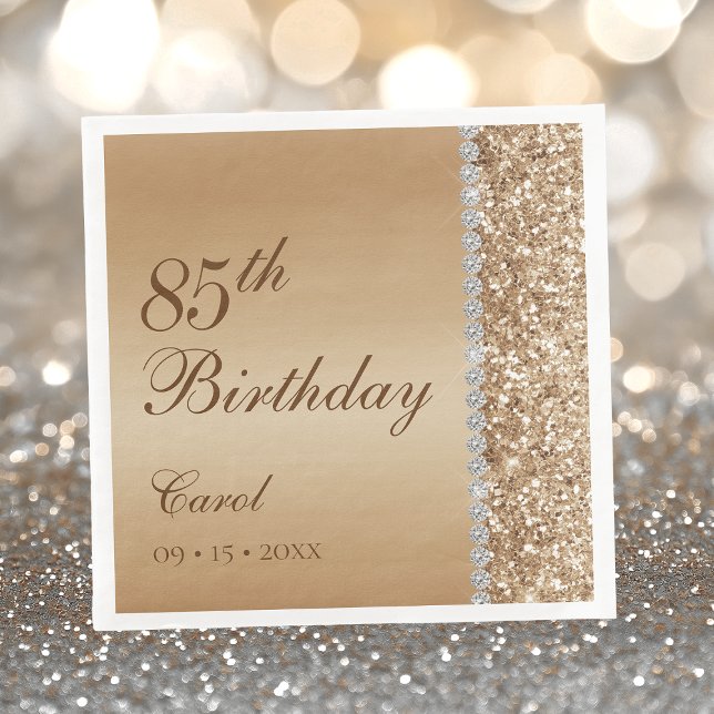 Elegant Gold 85th Birthday Napkin (Creator Uploaded)