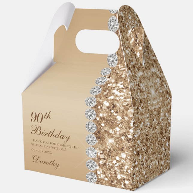 Elegant Gold 90th Birthday Favour Box (Front)