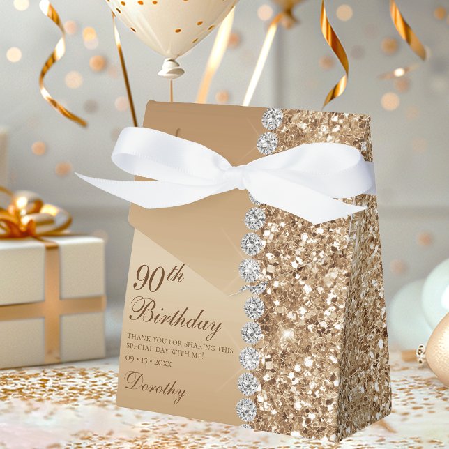 Elegant Gold 90th Birthday Favour Box (Creator Uploaded)