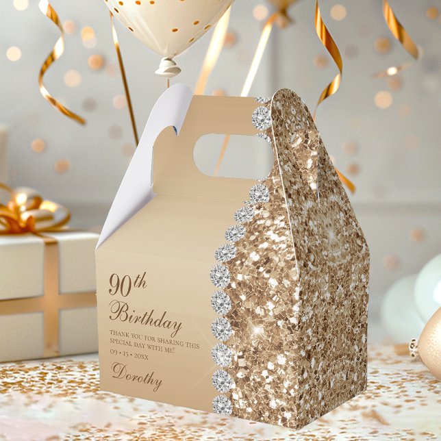 Elegant Gold 90th Birthday Favour Box (Creator Uploaded)