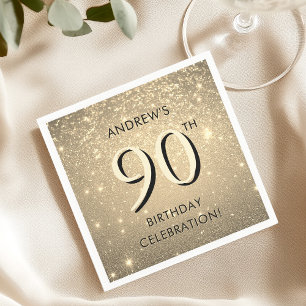 Elegant Gold 90th Birthday Napkin