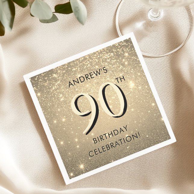 Elegant Gold 90th Birthday  Napkin (Creator Uploaded)