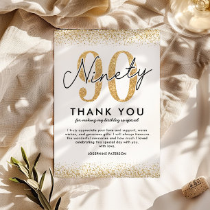 Elegant Gold 90th Birthday Thank You Card