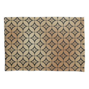 Elegant Gold Abstract Floral Circles Pattern Pillowcase