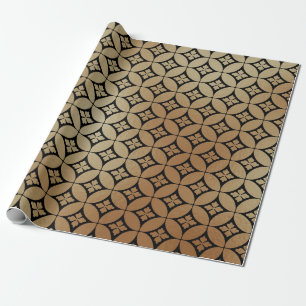Elegant Gold Abstract Floral Circles Pattern Wrapping Paper