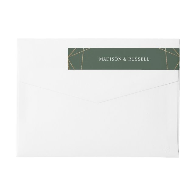 Elegant Gold Abstract Shape Return Address Wrap Around Label (Back)
