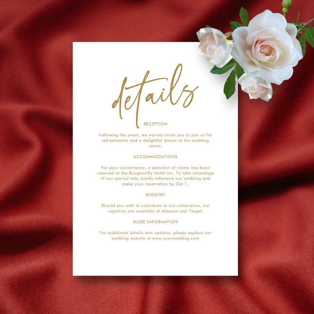 Elegant Gold Accented Wedding Details Enclosure Card (Elegant Gold Accented Wedding Details Enclosure Card )