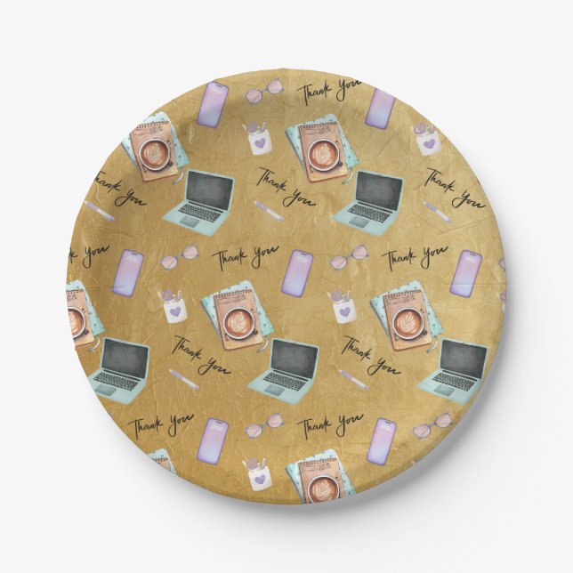 Elegant Gold Administrative Professionals Day Paper Plate (Front)