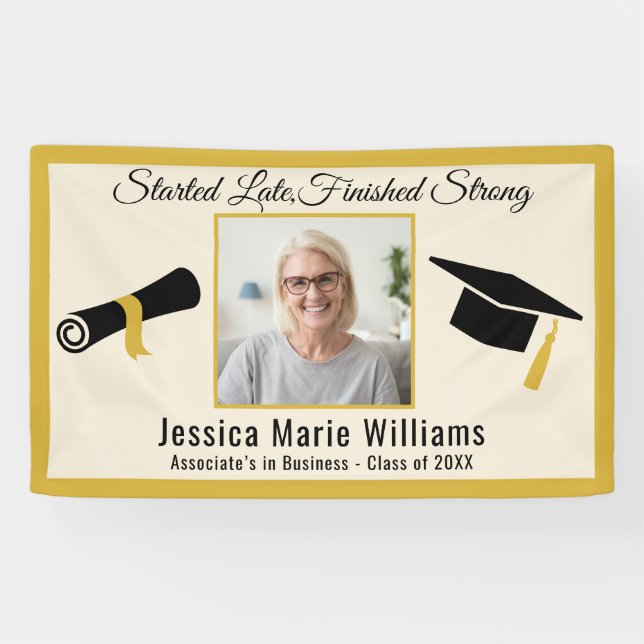 Elegant Gold Adult Graduation 2025 Quote Photo Banner (Horizontal)
