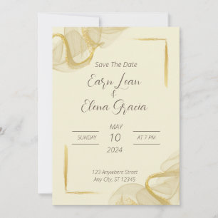 Elegant gold and beige Wedding Invitation 