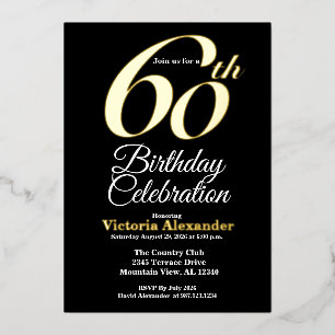 Elegant Gold and Black 60th Birthday