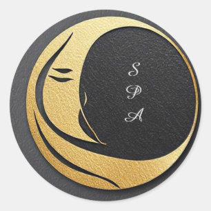Elegant Gold and Black Abstract Circular Design Classic Round Sticker