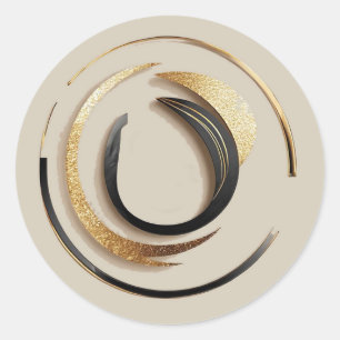 Elegant Gold and Black Abstract Design Classic Round Sticker