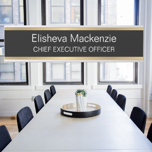 Elegant Gold and Black and White Office Name Plate