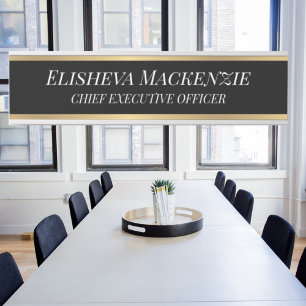 Elegant Gold and Black and White Office Name Plate