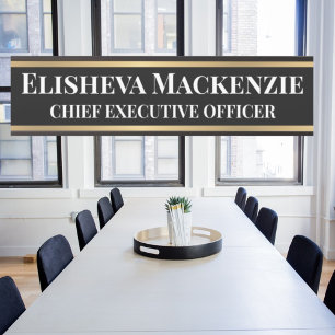 Elegant Gold and Black and White Office Name Plate