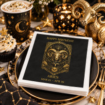 Elegant Gold and Black Aries Zodiac Sign |