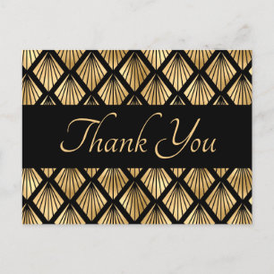 Elegant Gold and Black Art Deco Geometric Fans   Postcard