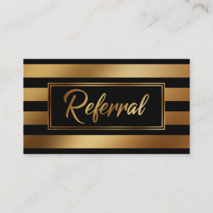 Elegant Gold and Black Bold Striped Referral Cards