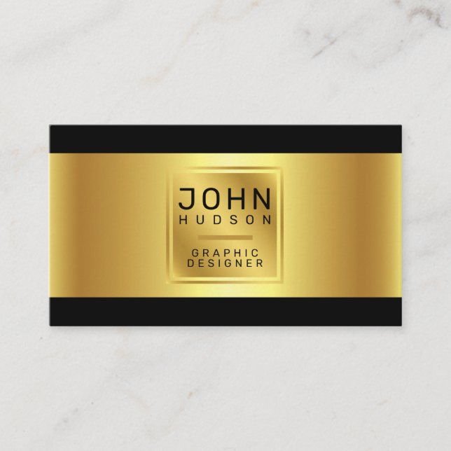 Elegant Gold and Black Business Card (Front)
