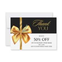 Elegant Gold and Black Business Thank You Card