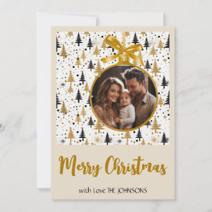 Elegant Gold and Black Christmas Card Personalised