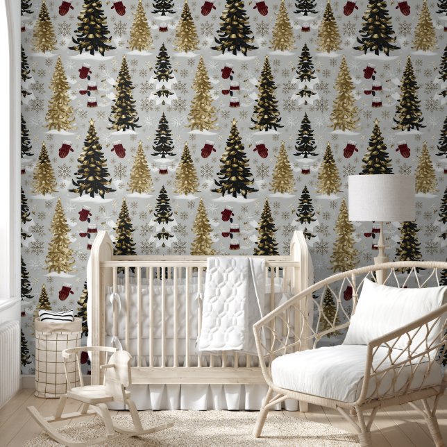 Elegant Gold and Black Christmas Pattern - Festive Wallpaper (Kids)