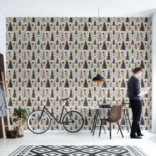 Elegant Gold and Black Christmas Pattern - Festive Wallpaper