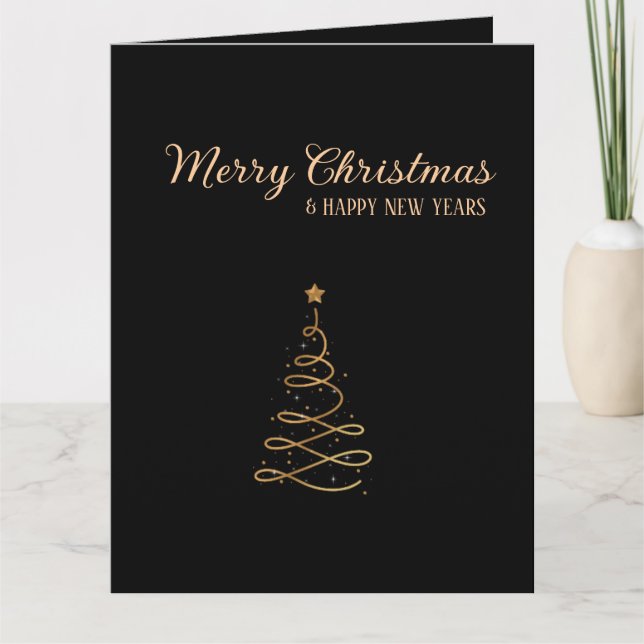 Elegant Gold and Black Christmas Trees   Card (Front)