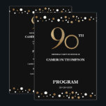 Elegant Gold and Black Confetti 90th birthday  Programme<br><div class="desc">Make your loved one's 90th birthday celebration even more special with our Elegant Gold and Black Confetti 90th Birthday Program. This customisable design allows you to personalise the program with all the essential details of the party, including the itinerary for the guests to follow. The gold and black confetti design...</div>